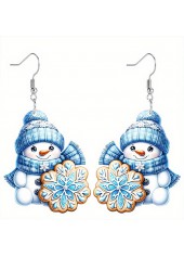 Christmas Sky Blue Snowman Acrylic Earrings