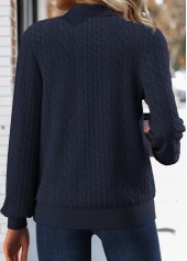 Navy Jacquard Long Sleeve Stand Collar Track Jacket | thumb picture 