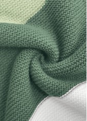 Green Patchwork Long Sleeve Round Neck Sweater | thumb picture 