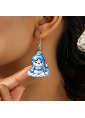 Christmas Sky Blue Snowman Acrylic Earrings