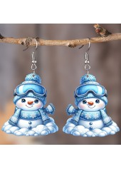 Christmas Sky Blue Snowman Acrylic Earrings