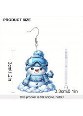 Christmas Sky Blue Snowman Acrylic Earrings