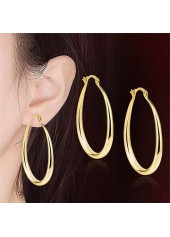 Golden Color Oval Metal Detail Earrings | thumb picture 