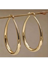 Golden Color Oval Metal Detail Earrings | thumb picture 