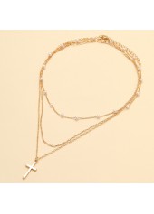 Gold Alloy Detail Multi-layer Pearl Necklace | thumb picture 