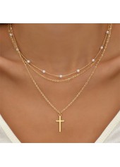Gold Alloy Detail Multi-layer Pearl Necklace