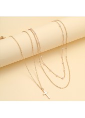 Gold Alloy Detail Multi-layer Pearl Necklace | thumb picture 