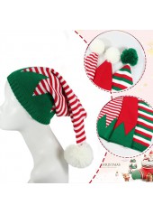 Christmas Green Striped Acrylic Detail Hat