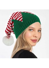 Christmas Green Striped Acrylic Detail Hat