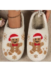 Christmas Beige Closed Toe Falt Slippers