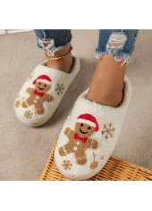 Christmas Beige Closed Toe Falt Slippers | thumb picture 