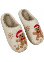 Christmas Beige Closed Toe Falt Slippers | thumb picture 