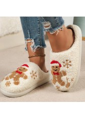 Christmas Beige Closed Toe Falt Slippers | thumb picture 