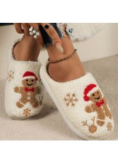 Christmas Beige Closed Toe Falt Slippers | thumb picture 