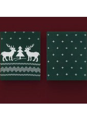 Christmas Green Elk Print Polyester Scarf