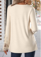 Plus Size Beige Embroidery Long Sleeve T Shirt | thumb picture 