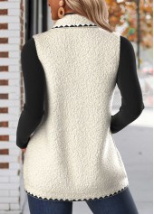 Plus Size White Button Sleeveless Stand Collar Waistcoat | thumb picture 