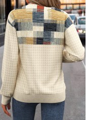 Plus Size Light Yellow Button Geometric Print Sweatshirt | thumb picture 