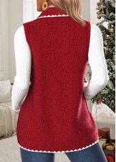 Red Button Sleeveless Stand Collar Waistcoat | thumb picture 