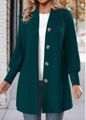 Peacock Blue Button Lace Long Sleeve Coat | thumb picture 