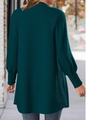 Peacock Blue Button Lace Long Sleeve Coat | thumb picture 