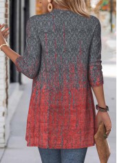 Dark Grey Ombre Long Sleeve Open Front Coat | thumb picture 