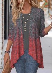 Dark Grey Ombre Long Sleeve Open Front Coat