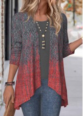 Dark Grey Ombre Long Sleeve Open Front Coat | thumb picture 