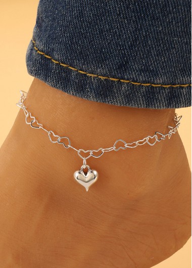 women clothes image of Silvery White Geometric Heart Alloy Anklet