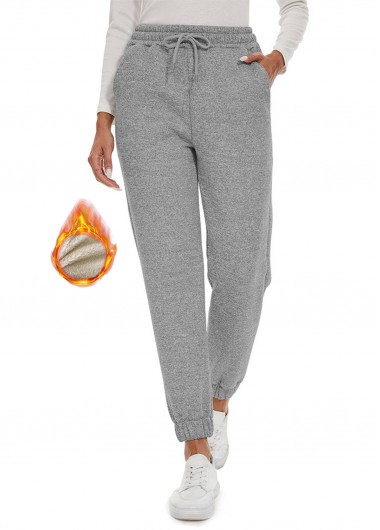 women clothes image of Grey Drawstring Jogger Elastic Waist High Waisted Pants