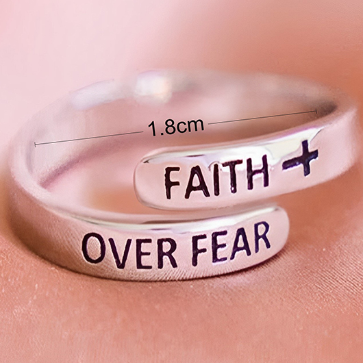 Silvery White Cross Letter Alloy Ring | picture 