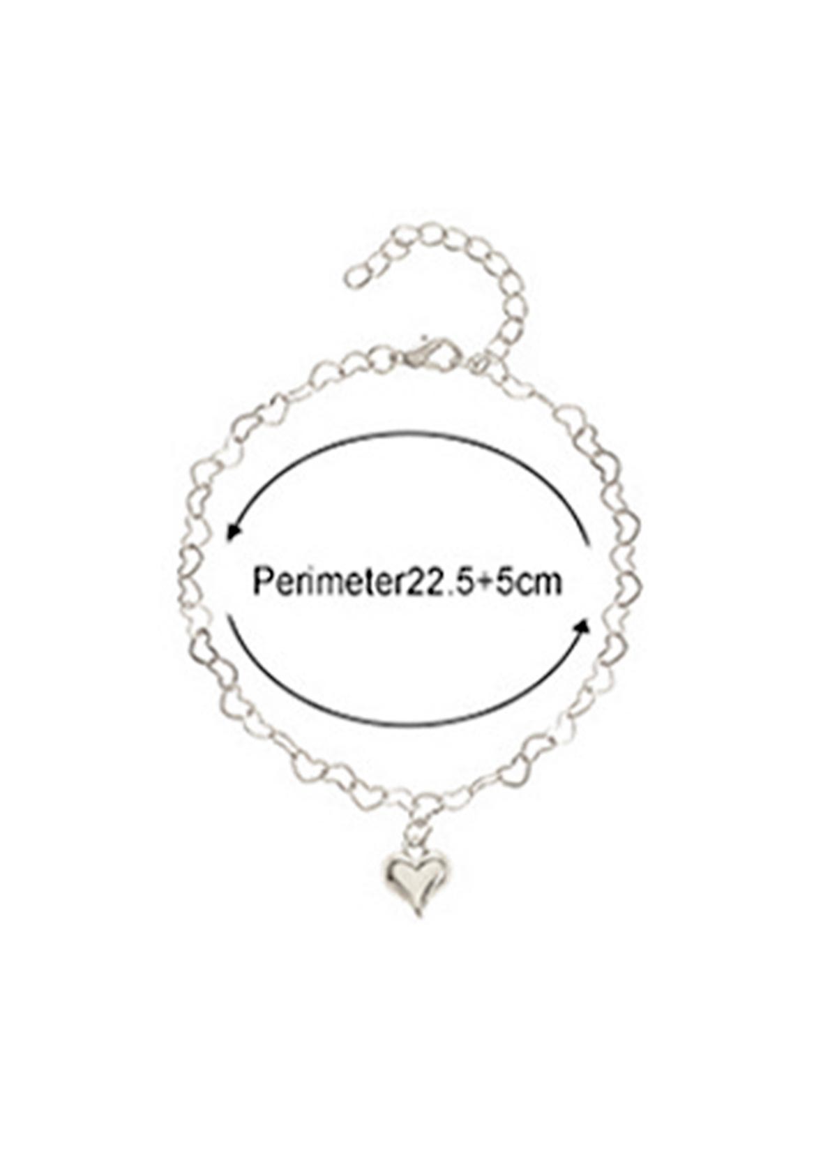 Silvery White Geometric Heart Alloy Anklet | picture 