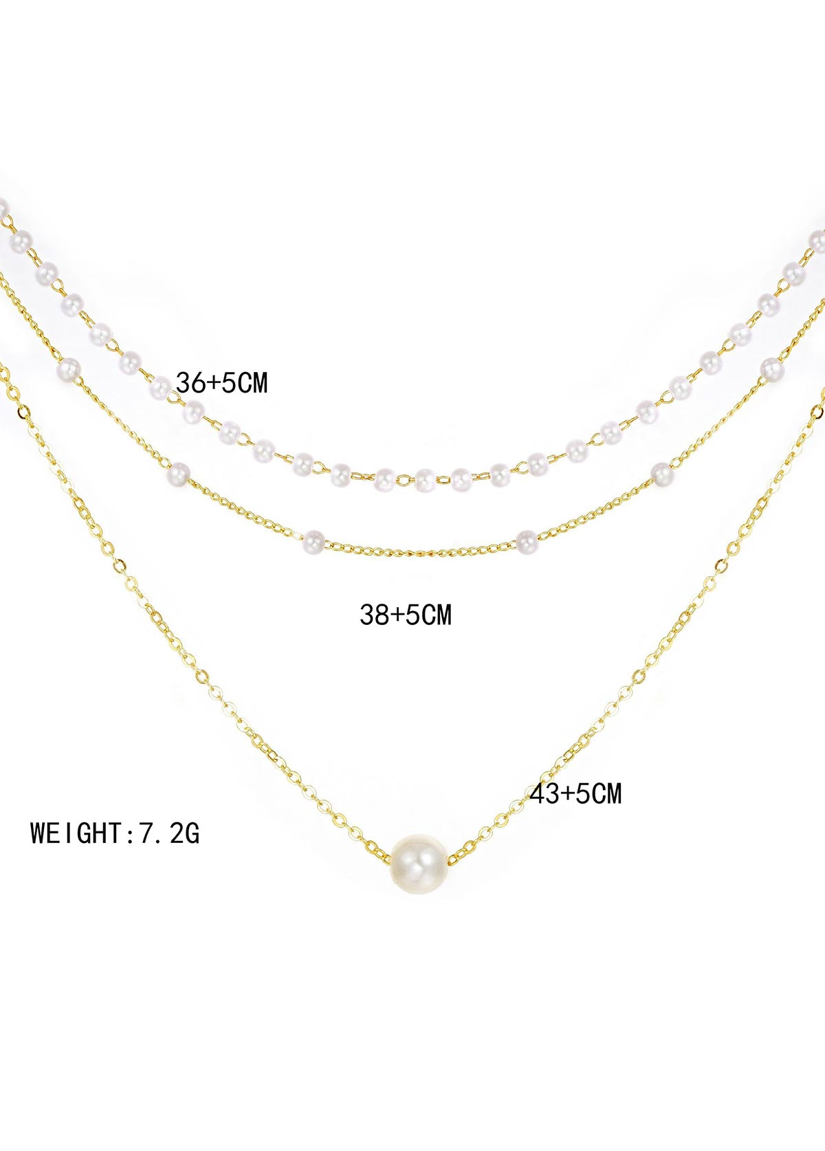 Silvery White Pearl Layered Alloy Necklace | picture 