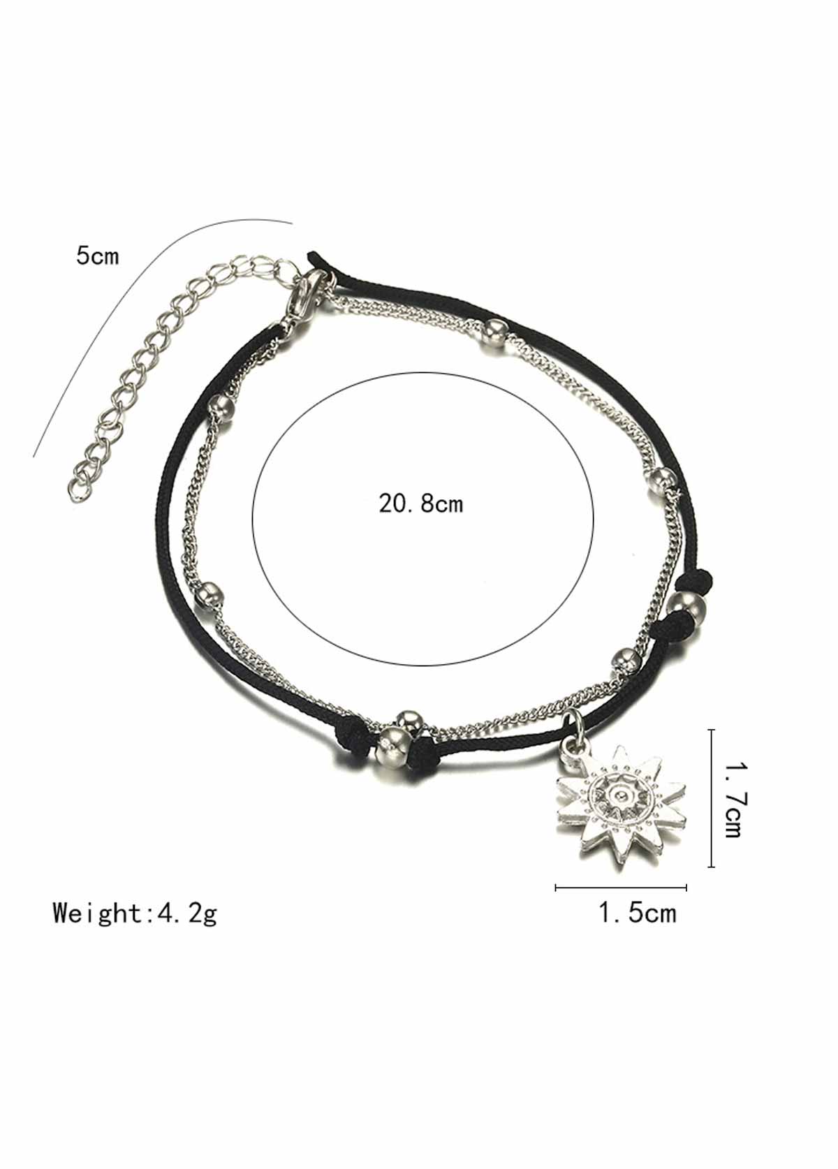 Black Alloy Layered Design Beaded Anklet | picture 