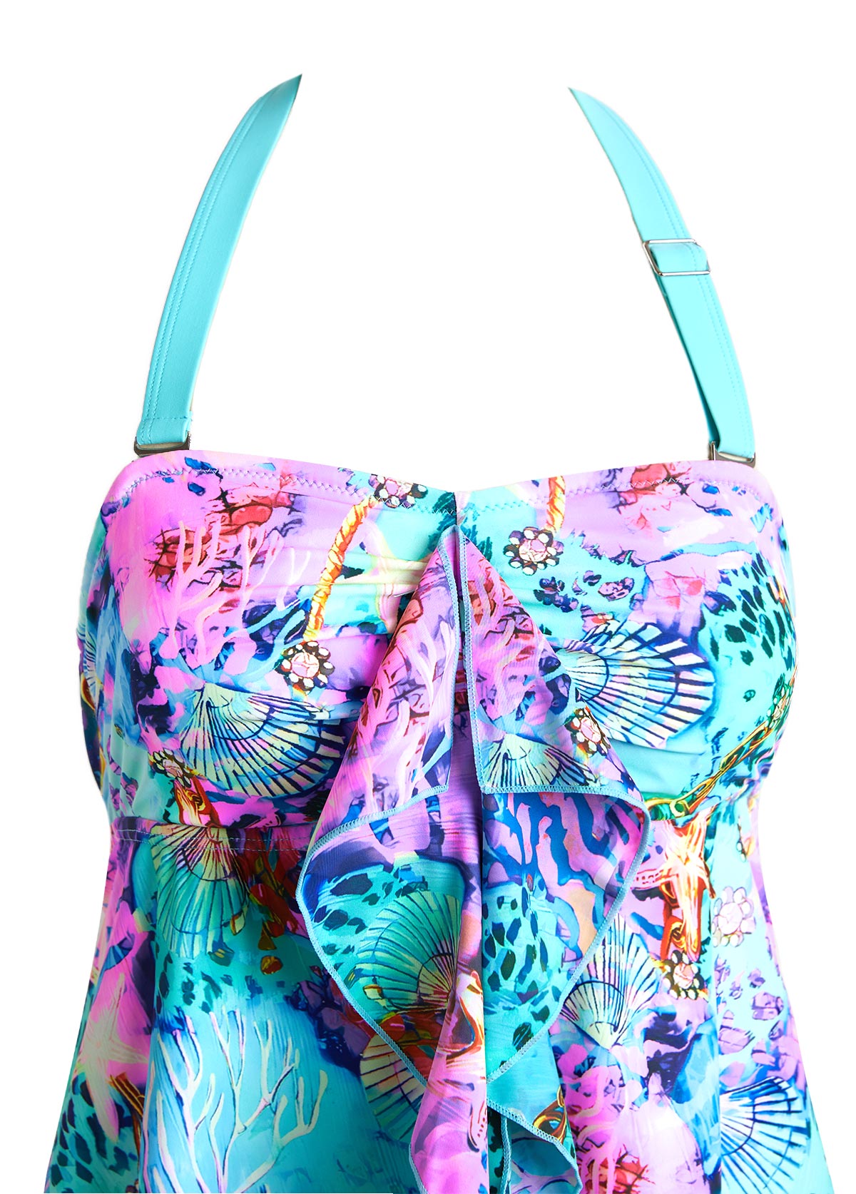 Ruffle Marine Life Print Multi Color Tankini Set | picture 