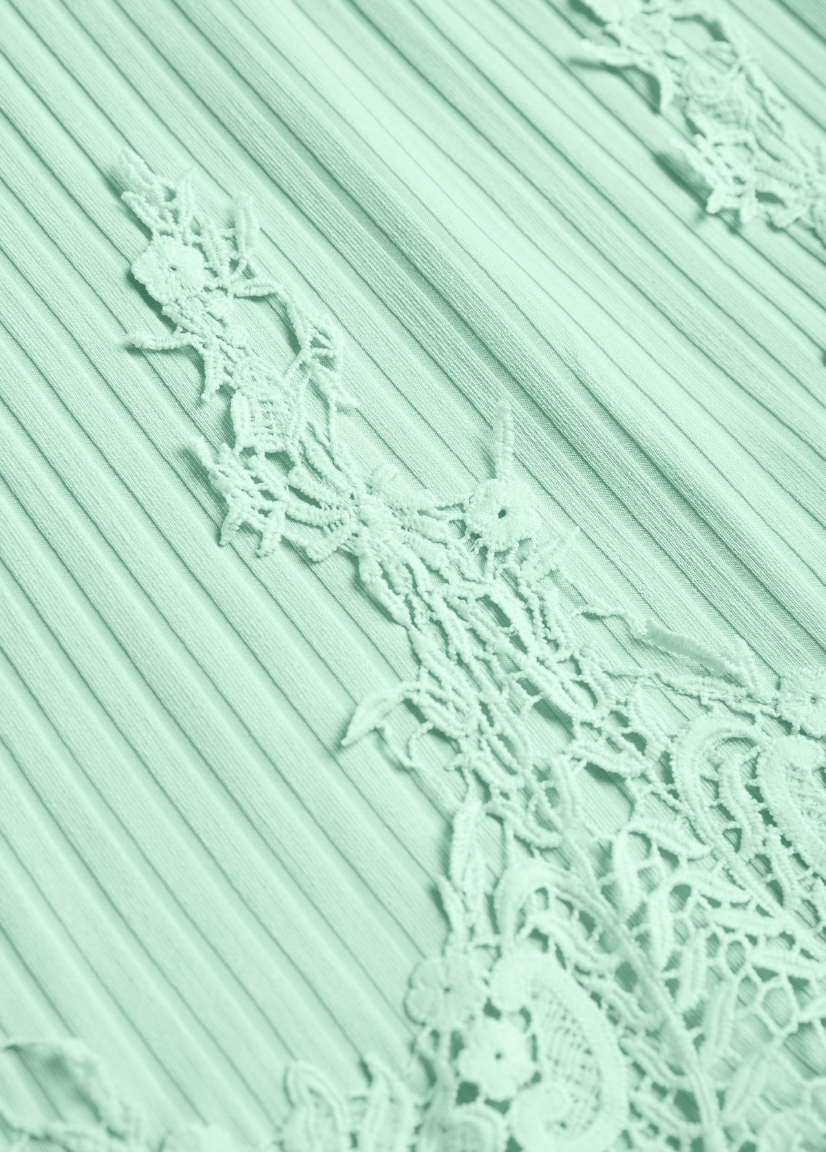 Light Green Patchwork Long Sleeve Split Neck T Shirt | picture 