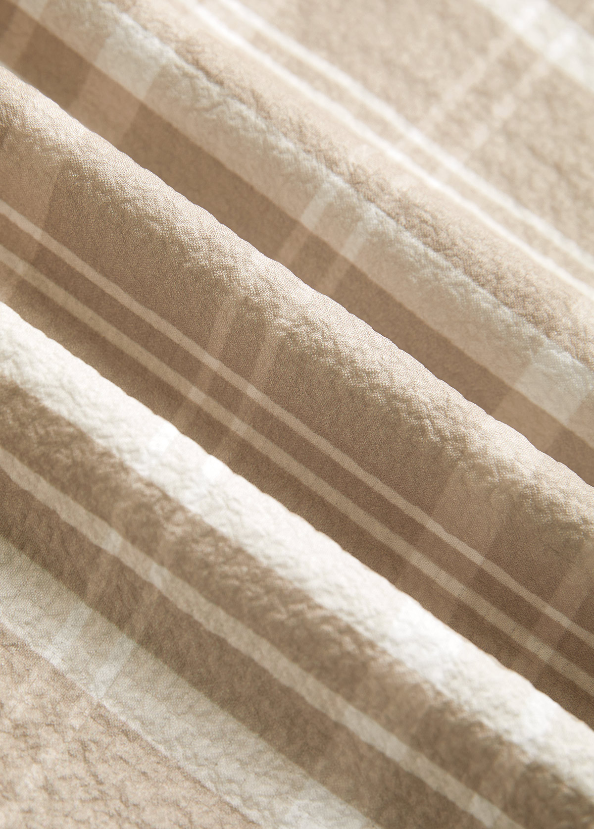 Light Coffee Button Plaid Long Sleeve Shirt Collar Blouse | picture 