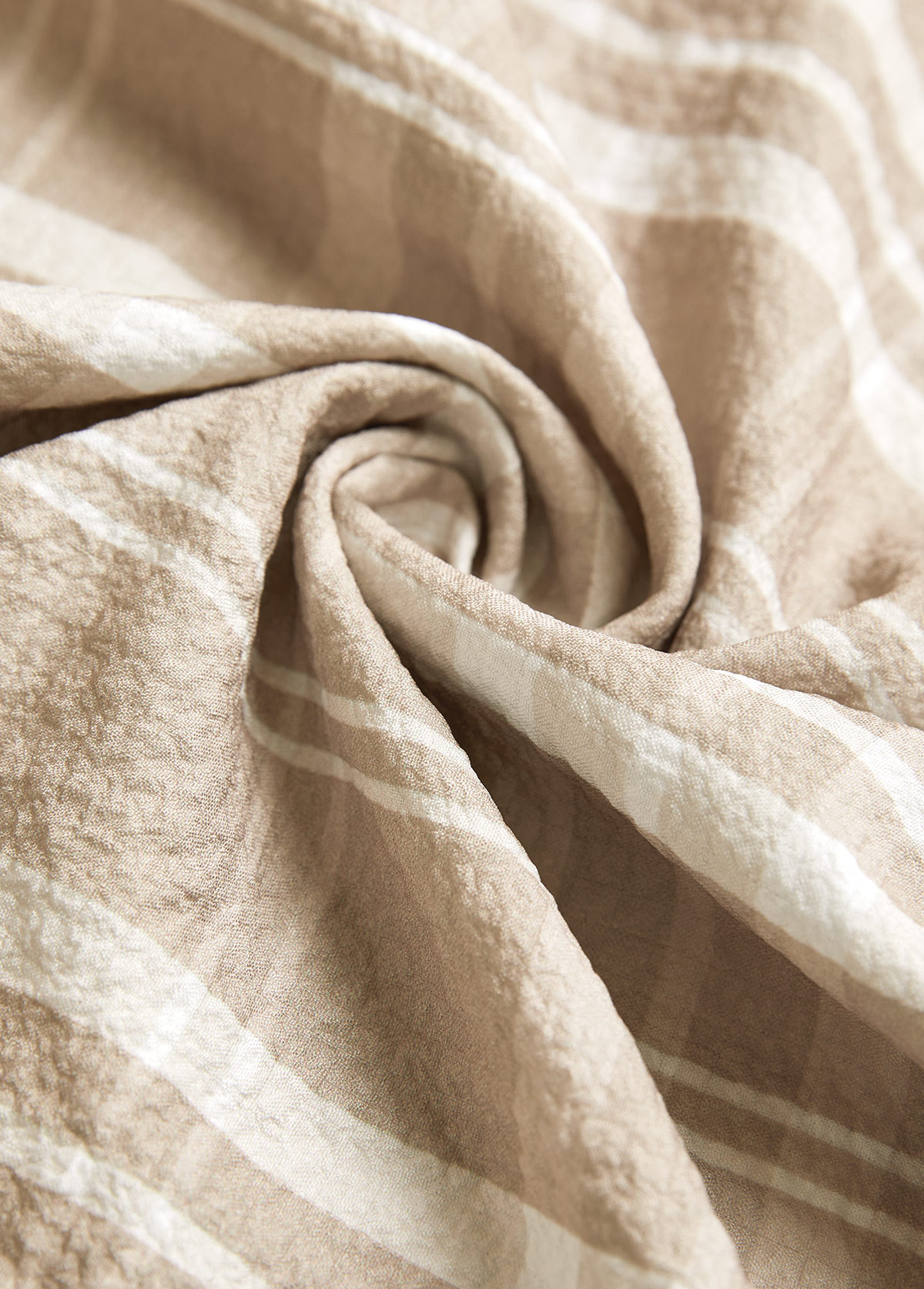 Light Coffee Button Plaid Long Sleeve Shirt Collar Blouse | picture 