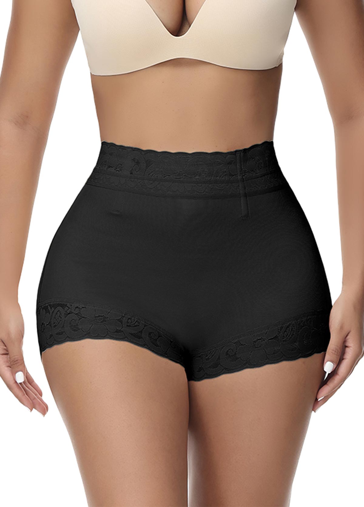 Black High Waisted Lace Detail Panties | picture 