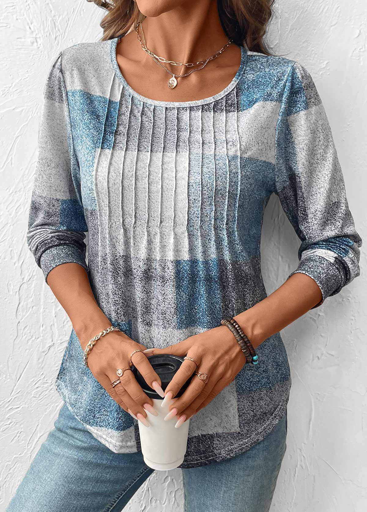 Multi Color Tummy Coverage Geometric Print T Shirt | picture 