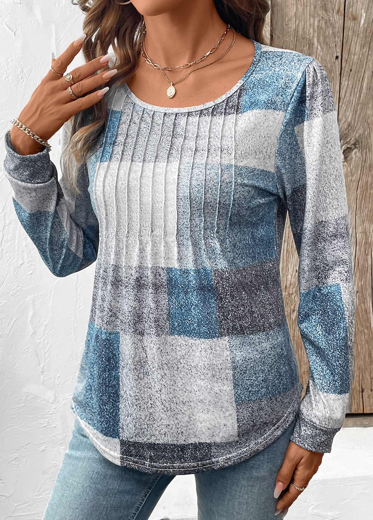 Multi Color Tummy Coverage Geometric Print T Shirt | picture 