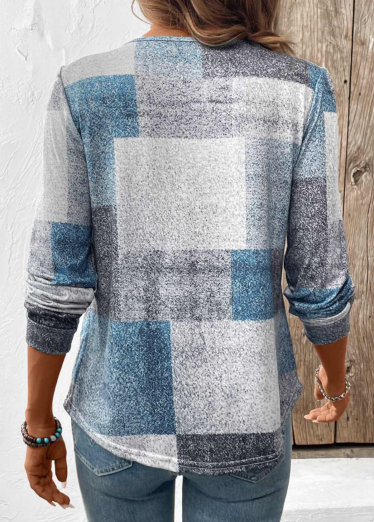 Multi Color Tummy Coverage Geometric Print T Shirt | picture 