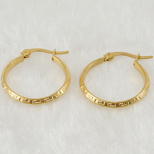Golden Round Design Geometric Metal Earrings | picture 
