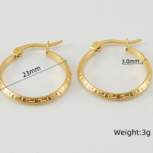 Golden Round Design Geometric Metal Earrings | picture 
