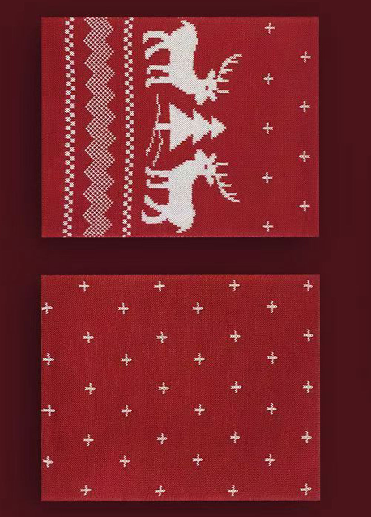 Christmas Wine Red Geometric Elk Print Scarf | picture 