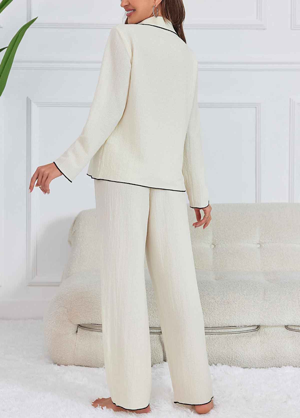 White Long Sleeve Lounge Top and Pants | picture 