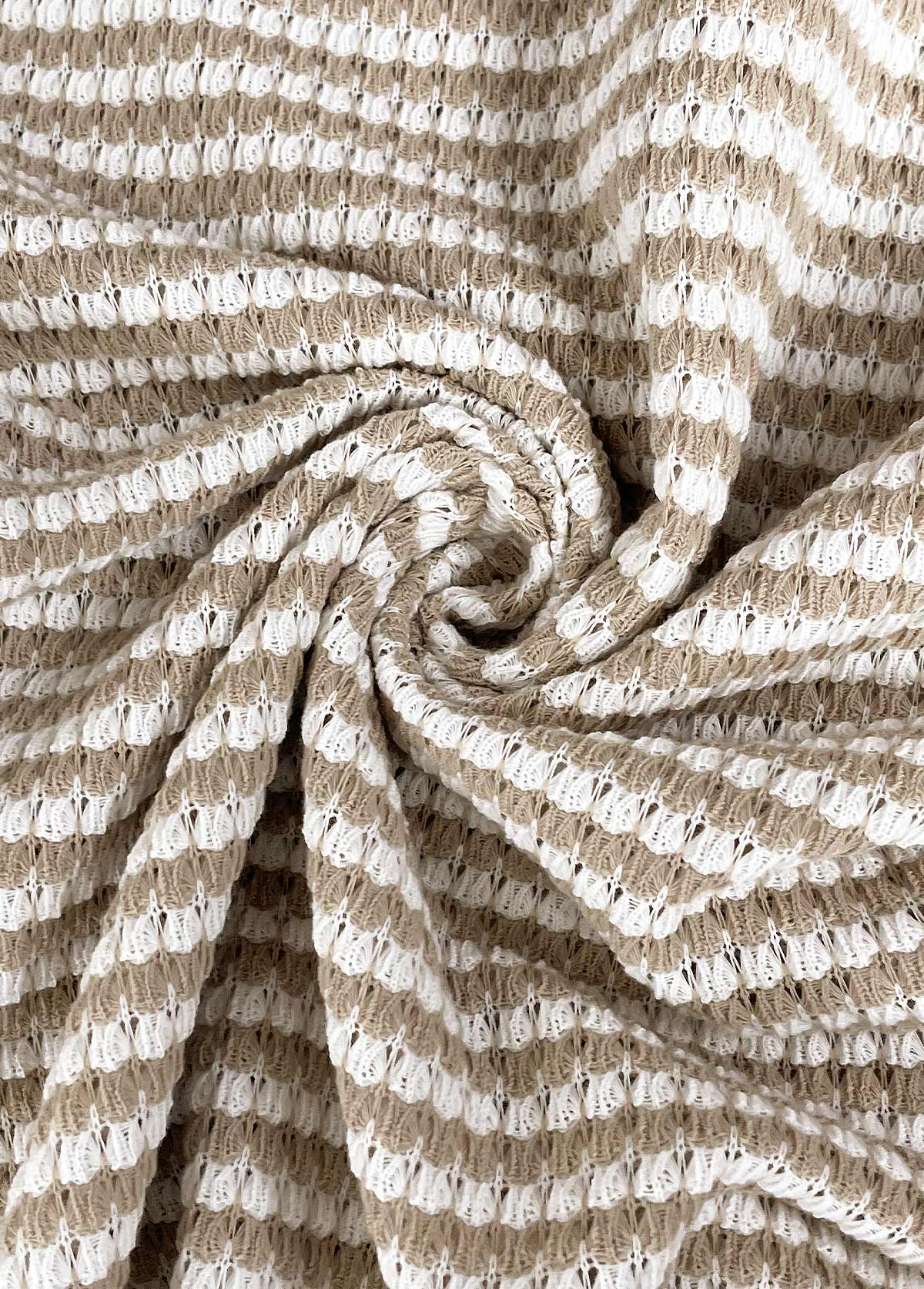 Light Coffee Jacquard Long Sleeve Round Neck T Shirt | picture 