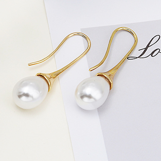 Golden Copper Pearl Teardrop Design Earrings | picture 