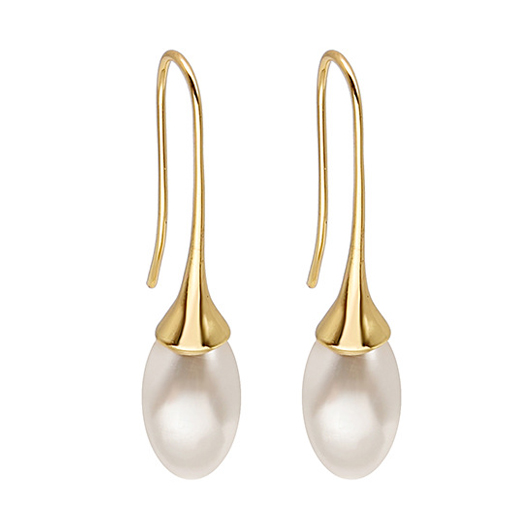 Golden Copper Pearl Teardrop Design Earrings | picture 