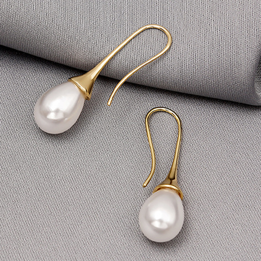 Golden Copper Pearl Teardrop Design Earrings | picture 
